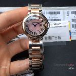 TW Swiss Made Copy Ballon Bleu Cartier 28 Lady Pink Mop- 2T Rose Gold Case